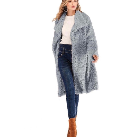 PEWTER Faux Fur Coat - Picture 1 of 6